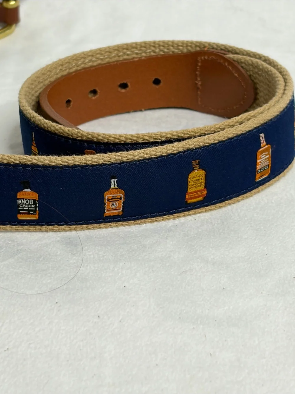 Men's Size 40 Bourbon Bottle Motif  Belt Leather Man Ltd Leather